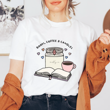 Cargar imagen en el visor de la galería, Books, coffee & candles Playera