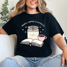 Cargar imagen en el visor de la galería, Books, coffee & candles Playera