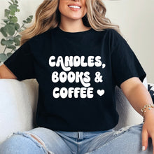 Cargar imagen en el visor de la galería, Candles, books & Coffee Playera