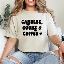 Cargar imagen en el visor de la galería, Candles, books & Coffee Playera