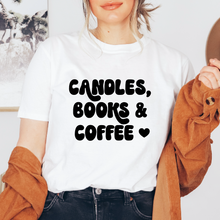 Cargar imagen en el visor de la galería, Candles, books & Coffee Playera