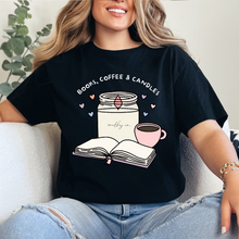 Cargar imagen en el visor de la galería, Books, coffee &amp; candles Playera
