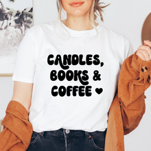Cargar imagen en el visor de la galería, Candles, books &amp; Coffee Playera
